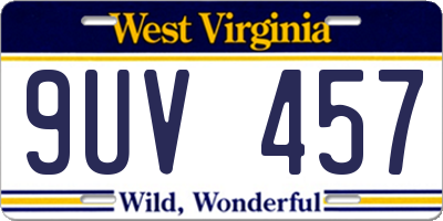 WV license plate 9UV457