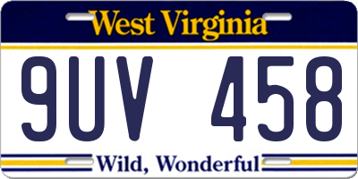 WV license plate 9UV458