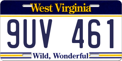 WV license plate 9UV461