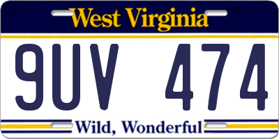 WV license plate 9UV474