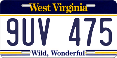 WV license plate 9UV475