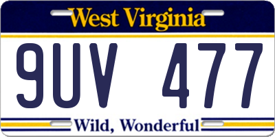 WV license plate 9UV477