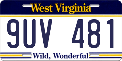 WV license plate 9UV481