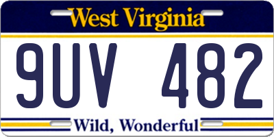 WV license plate 9UV482