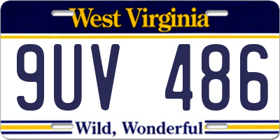 WV license plate 9UV486