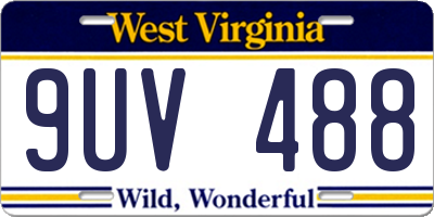 WV license plate 9UV488