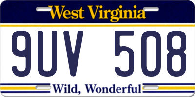 WV license plate 9UV508