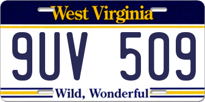 WV license plate 9UV509