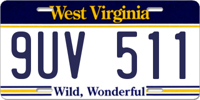 WV license plate 9UV511