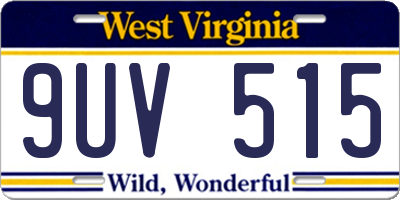 WV license plate 9UV515