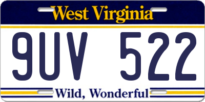 WV license plate 9UV522