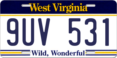 WV license plate 9UV531