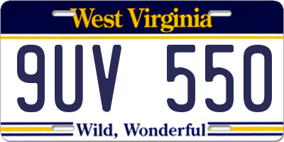 WV license plate 9UV550