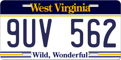 WV license plate 9UV562