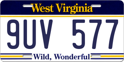 WV license plate 9UV577