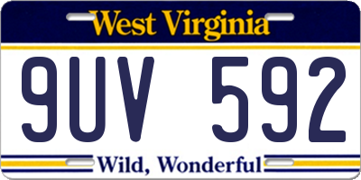 WV license plate 9UV592
