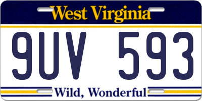 WV license plate 9UV593