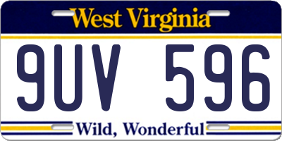 WV license plate 9UV596