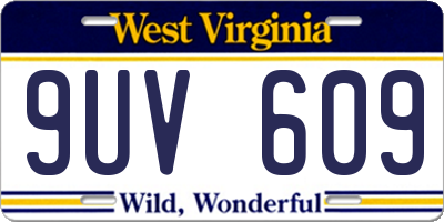 WV license plate 9UV609