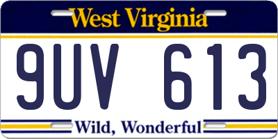 WV license plate 9UV613