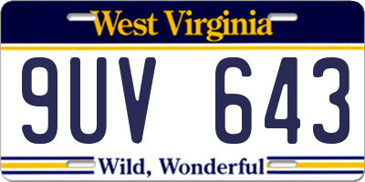 WV license plate 9UV643