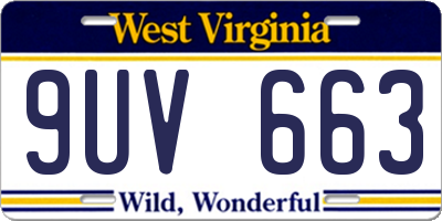 WV license plate 9UV663