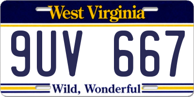 WV license plate 9UV667