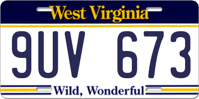 WV license plate 9UV673