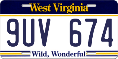 WV license plate 9UV674