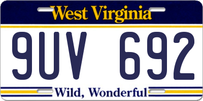 WV license plate 9UV692