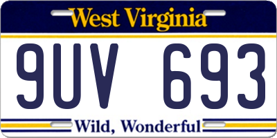 WV license plate 9UV693