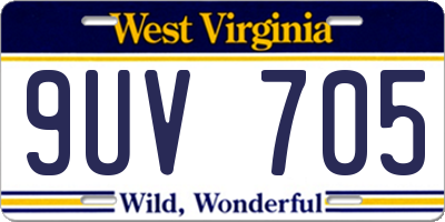 WV license plate 9UV705