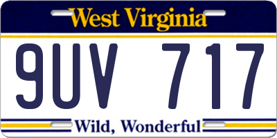WV license plate 9UV717