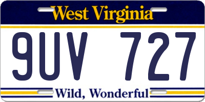WV license plate 9UV727