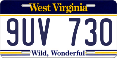 WV license plate 9UV730