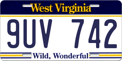 WV license plate 9UV742
