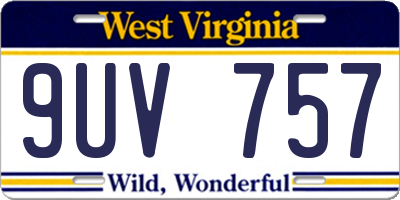 WV license plate 9UV757