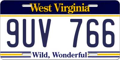 WV license plate 9UV766