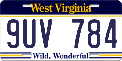 WV license plate 9UV784