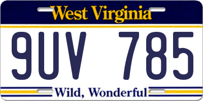 WV license plate 9UV785