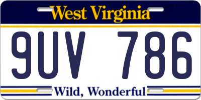 WV license plate 9UV786