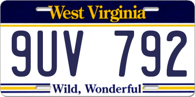 WV license plate 9UV792