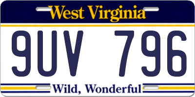 WV license plate 9UV796