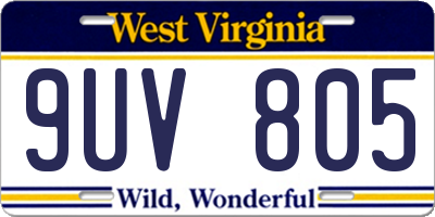 WV license plate 9UV805