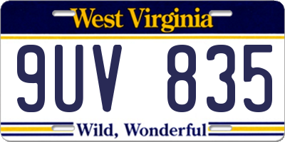WV license plate 9UV835