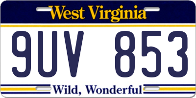 WV license plate 9UV853