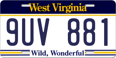 WV license plate 9UV881