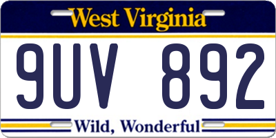 WV license plate 9UV892