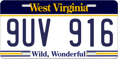 WV license plate 9UV916