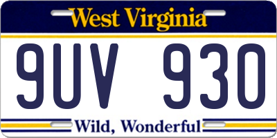 WV license plate 9UV930